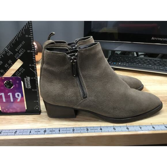 Aquatalia Fantina Boots Women's 7.5 Olive Green Suede Dual Zip Ankle Booties - Picture 2 of 8